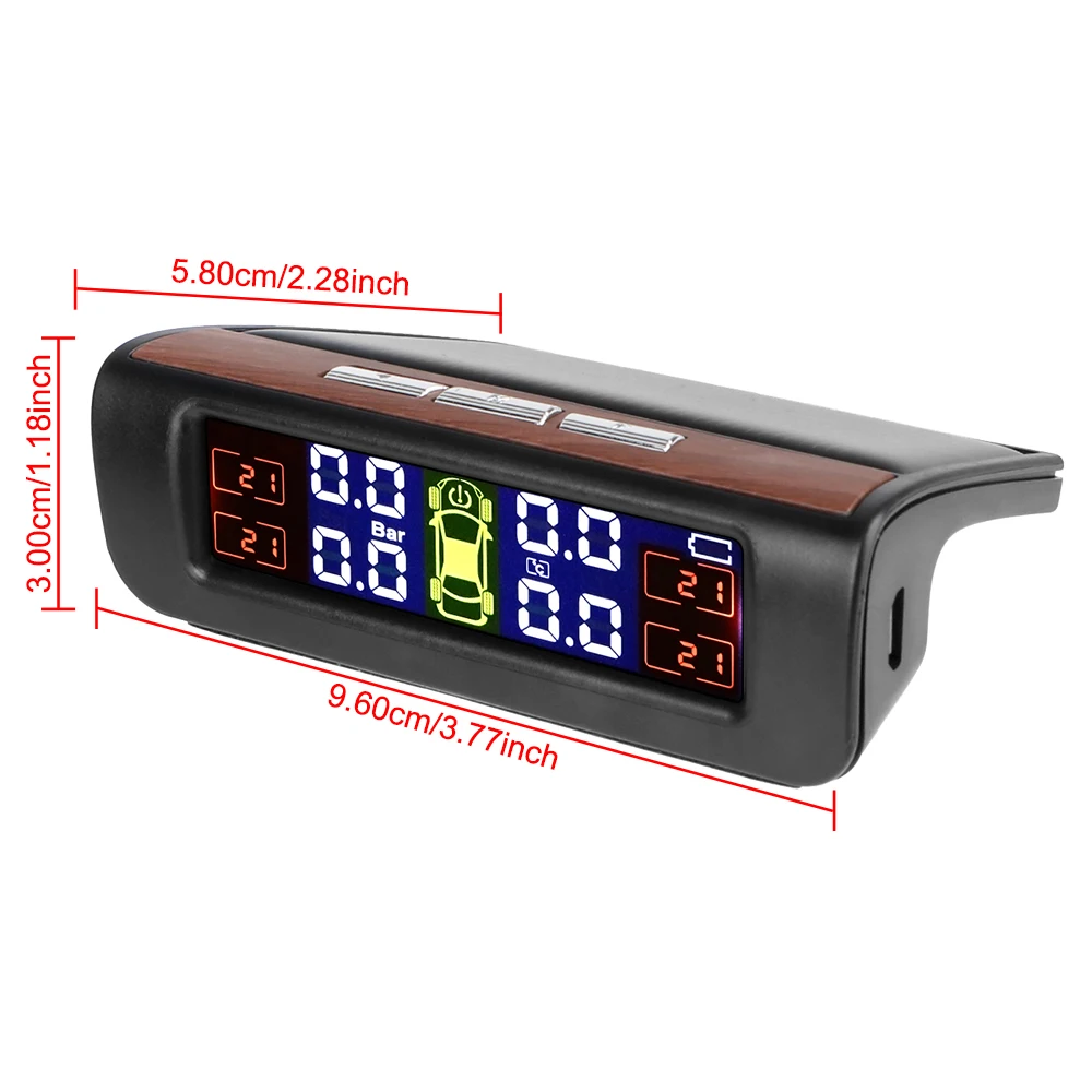 Tire Pressure Monitoring System Temperature Warning New C External Battery Version Sensors Solar TPMS Car Tyre Pressure Monitor