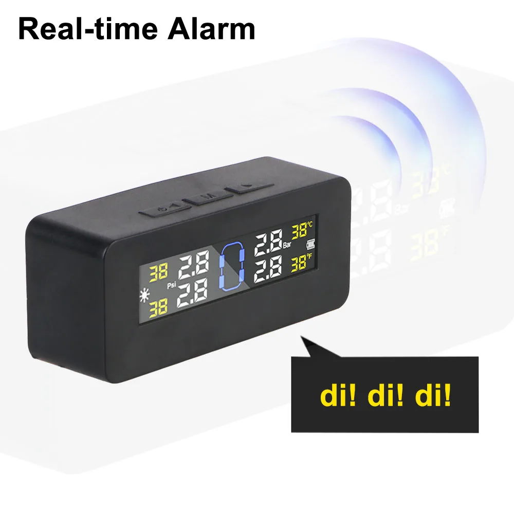 Tire Pressure Monitoring System Temperature Warning New C External Battery Version Sensors Solar TPMS Car Tyre Pressure Monitor