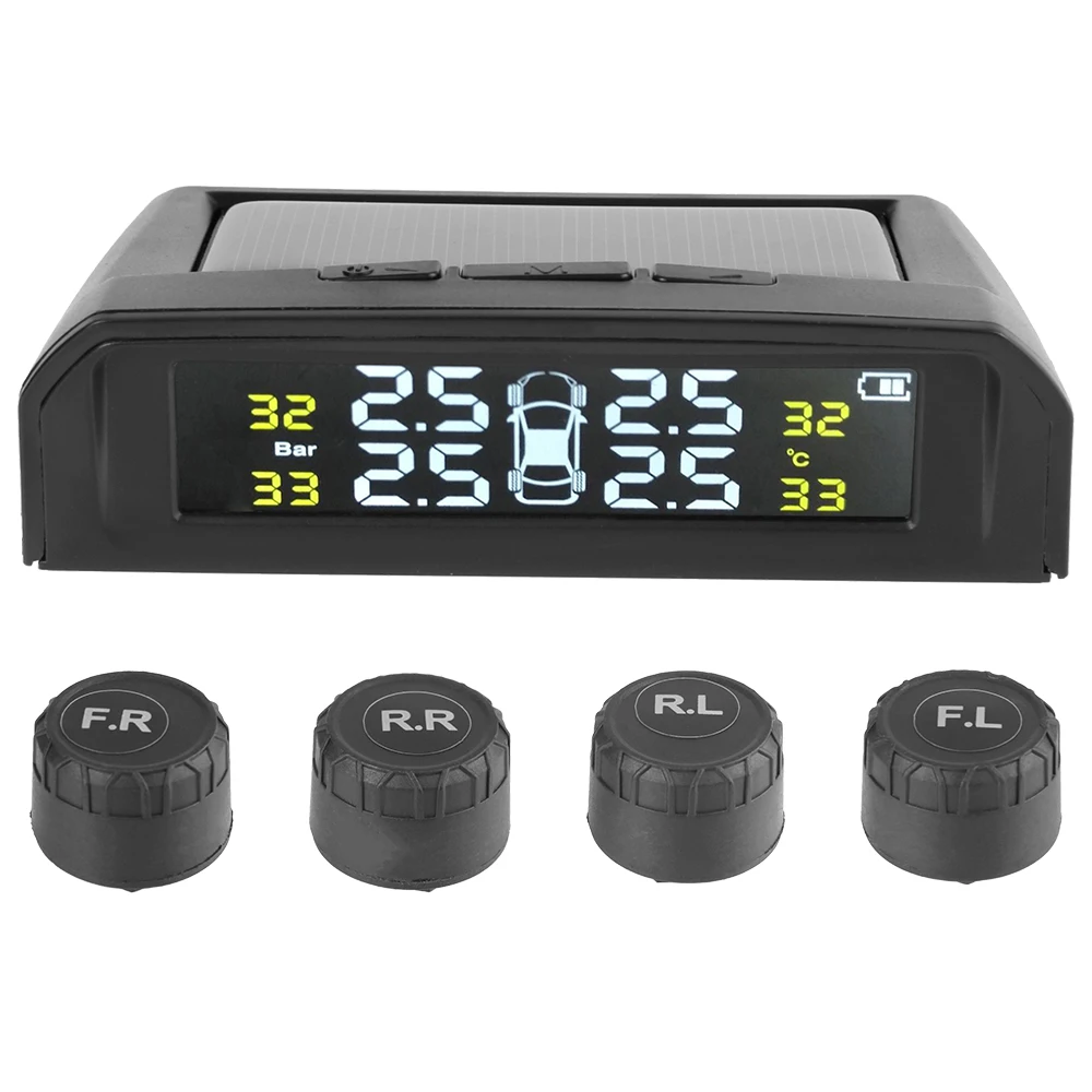 Tire Pressure Monitoring System Temperature Warning New C External Battery Version Sensors Solar TPMS Car Tyre Pressure Monitor