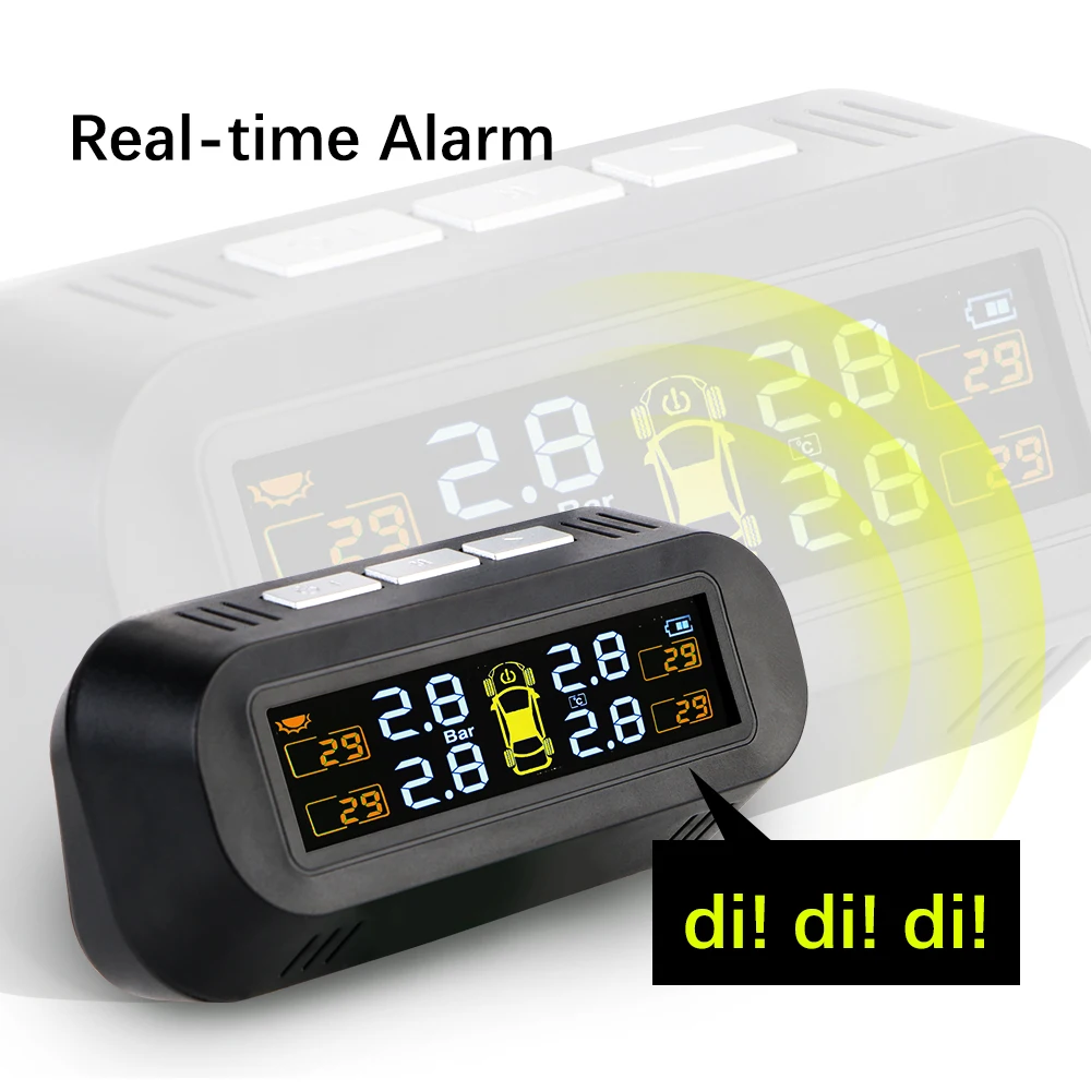 Tire Pressure Monitoring System Temperature Warning New C External Battery Version Sensors Solar TPMS Car Tyre Pressure Monitor