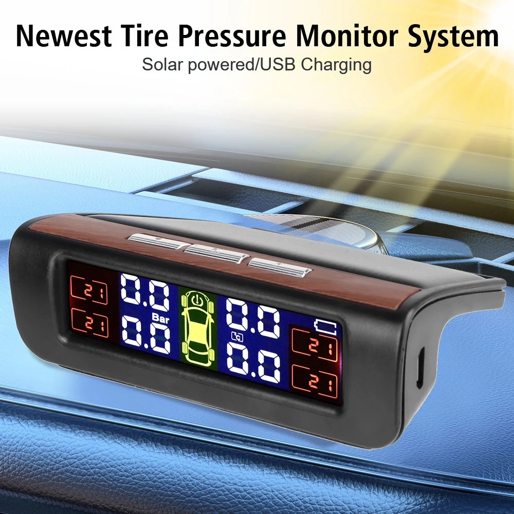 Tire Pressure Monitoring System Temperature Warning New C External Battery Version Sensors Solar TPMS Car Tyre Pressure Monitor