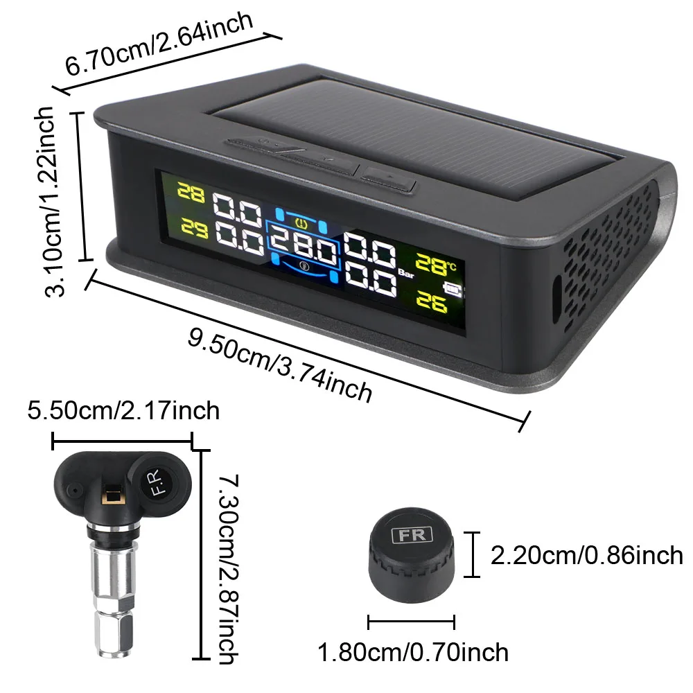 Tire Pressure Monitoring System Temperature Warning New C External Battery Version Sensors Solar TPMS Car Tyre Pressure Monitor