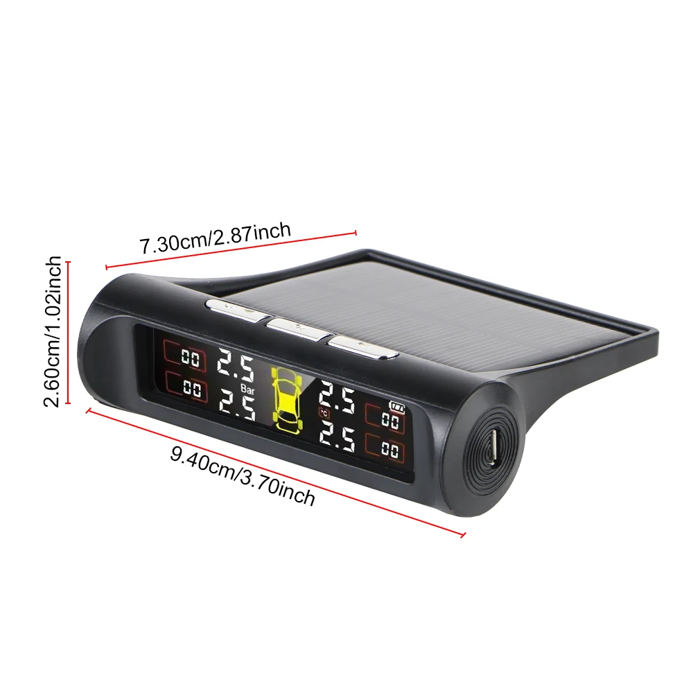 Tire Pressure Monitoring System Temperature Warning New C External Battery Version Sensors Solar TPMS Car Tyre Pressure Monitor