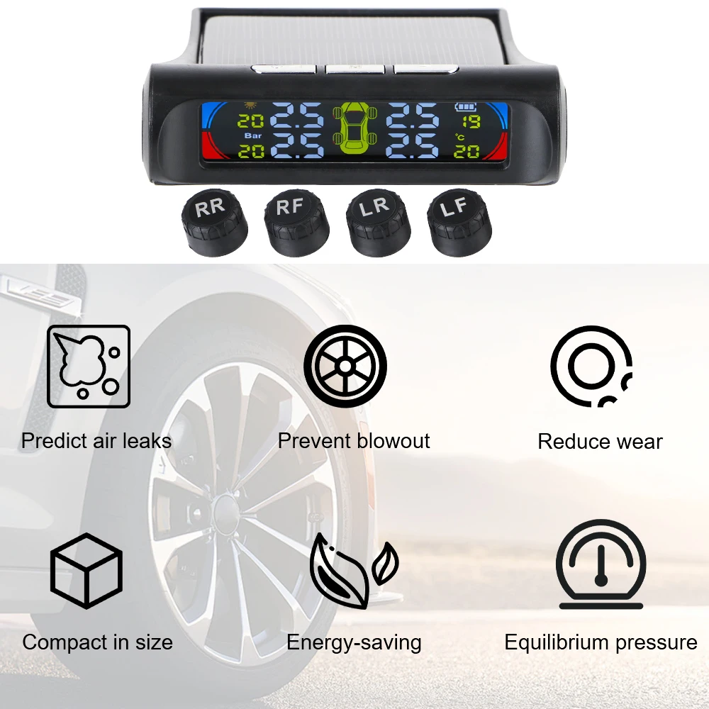 Tire Pressure Monitoring System Temperature Warning New C External Battery Version Sensors Solar TPMS Car Tyre Pressure Monitor