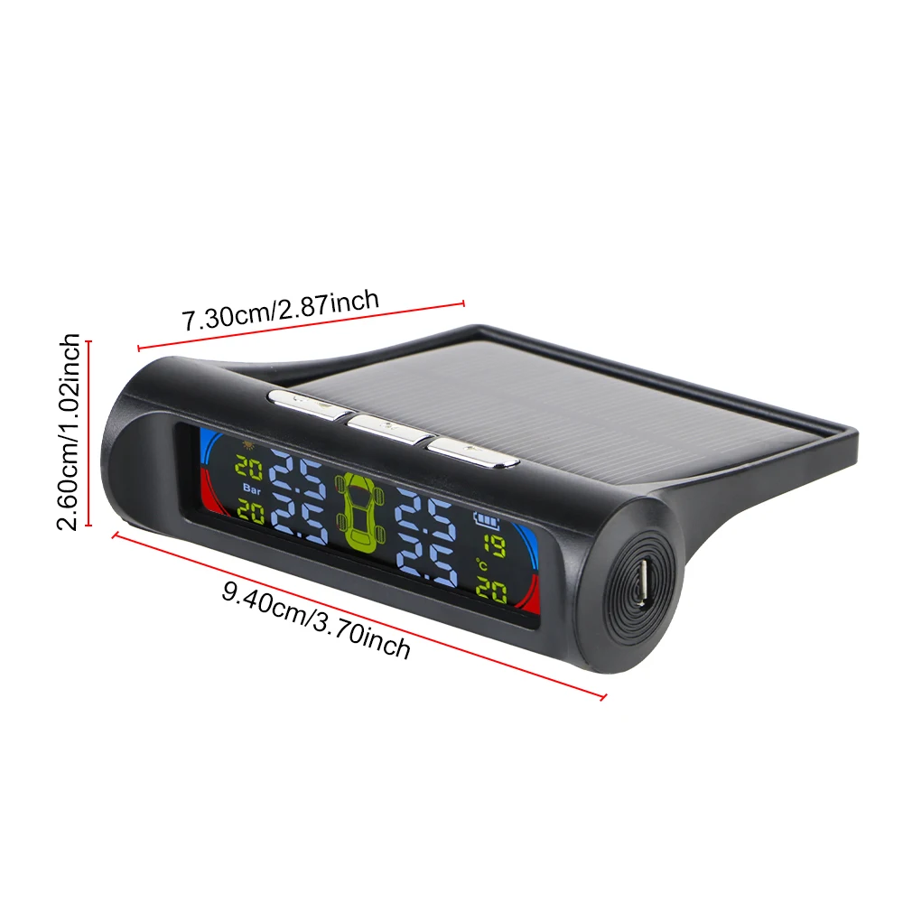 Tire Pressure Monitoring System Temperature Warning New C External Battery Version Sensors Solar TPMS Car Tyre Pressure Monitor