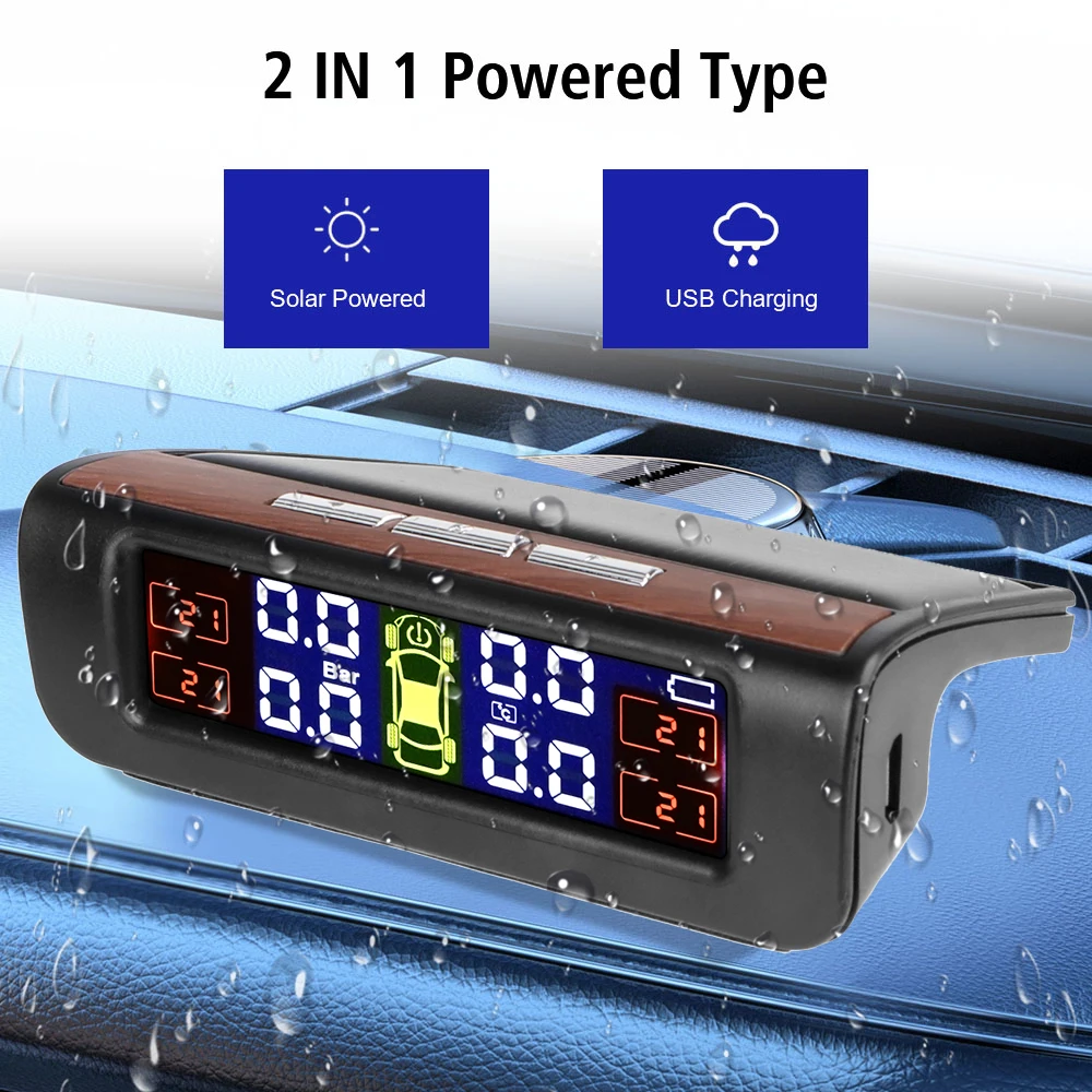 Tire Pressure Monitoring System Temperature Warning New C External Battery Version Sensors Solar TPMS Car Tyre Pressure Monitor