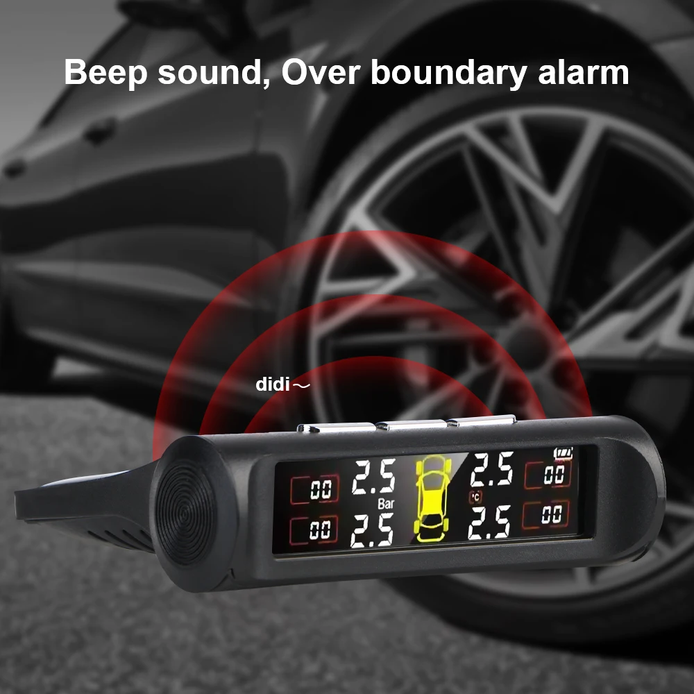 Tire Pressure Monitoring System Temperature Warning New C External Battery Version Sensors Solar TPMS Car Tyre Pressure Monitor
