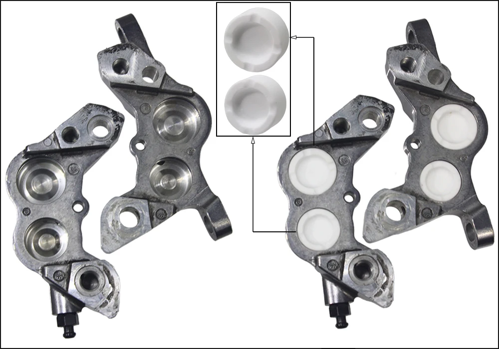 HEPPE Bike Brake Ceramics Piston for SHIMANO M640 M810 M6120 M7120 M8020 M8120 M9120 Saint M820 Brake Calipers 4 Pistons w/ Seal