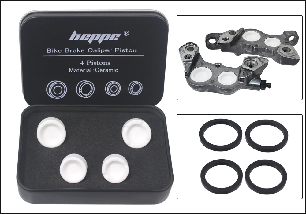 HEPPE Bike Brake Ceramics Piston for SHIMANO M640 M810 M6120 M7120 M8020 M8120 M9120 Saint M820 Brake Calipers 4 Pistons w/ Seal
