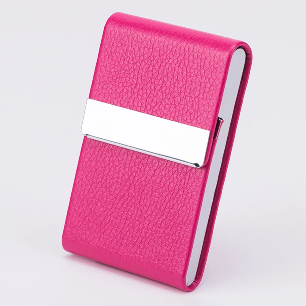 Business Card Holder Case - Slim PU Leather Metal Pocket Card Holder with Magnetic Shut, Name Card Holder