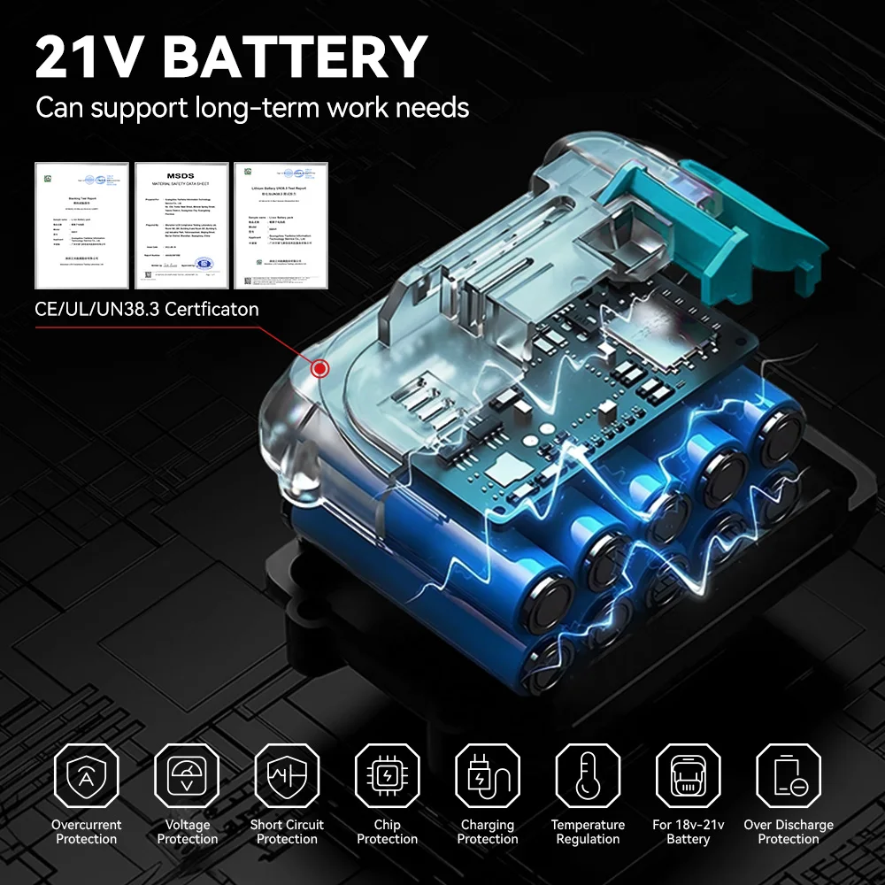 ONEVAN 15000mAh 22500mAh Rechargeable Lithium Ion Battery With Battery Indicator Wrench Power Tool For Makita 18V Battery Pin