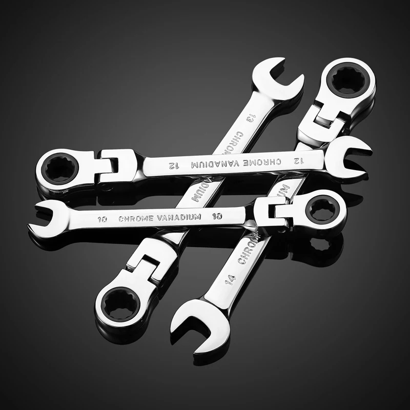 1 Piece Flexible Pivoting Head Ratchet Wrench Spanner Garage Metric hand Tool For auto and Home Repair