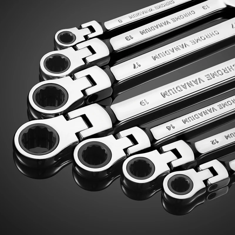 1 Piece Flexible Pivoting Head Ratchet Wrench Spanner Garage Metric hand Tool For auto and Home Repair