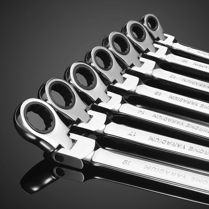 1 Piece Flexible Pivoting Head Ratchet Wrench Spanner Garage Metric hand Tool For auto and Home Repair