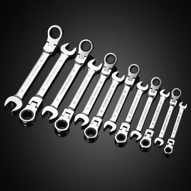 1 Piece Flexible Pivoting Head Ratchet Wrench Spanner Garage Metric hand Tool For auto and Home Repair