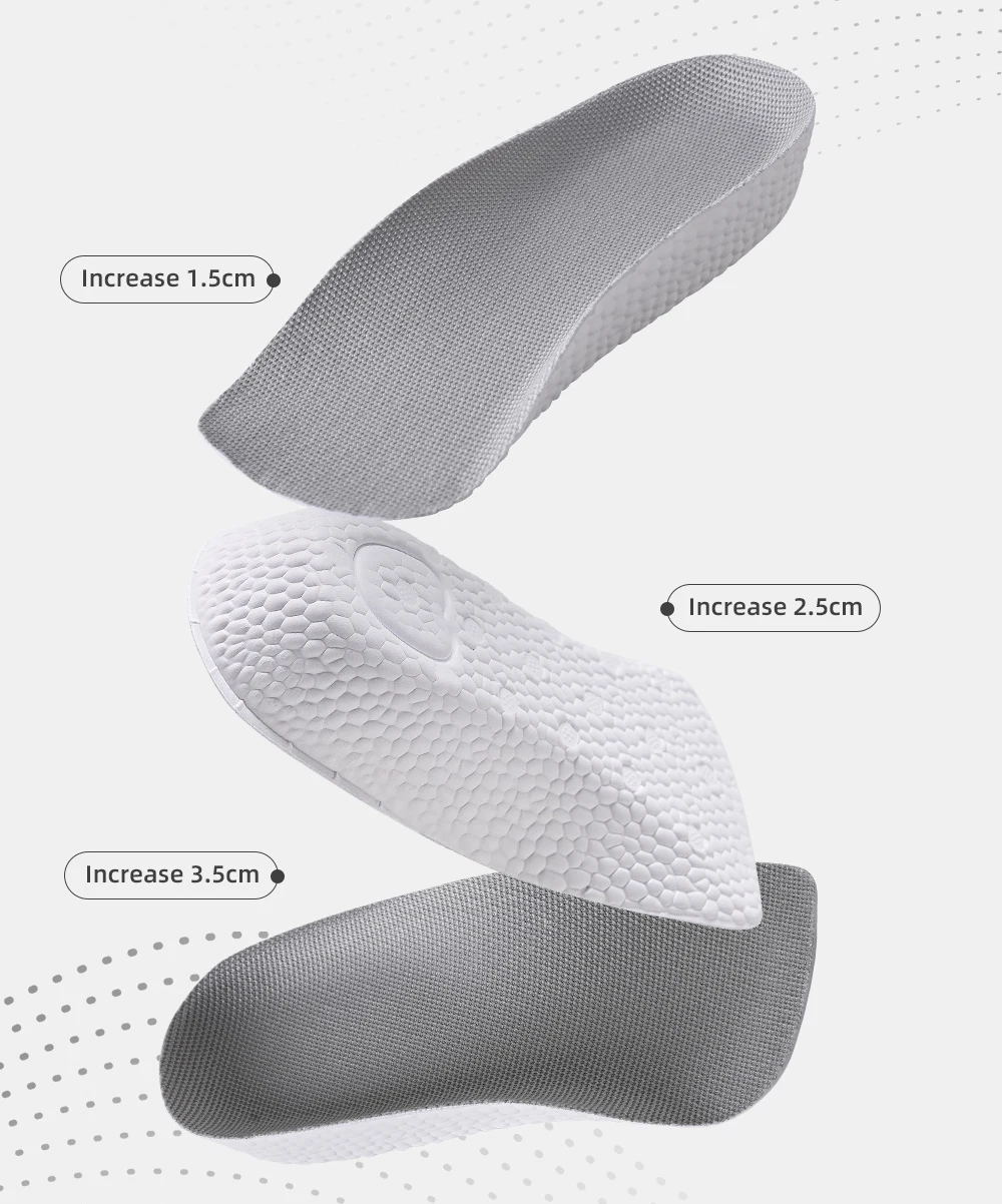 Arch Support Height Increase Insoles Half Pads Orthopedic Breathable Memory Foam 7 Points Lifts Shoe Pads Flat Feet Support