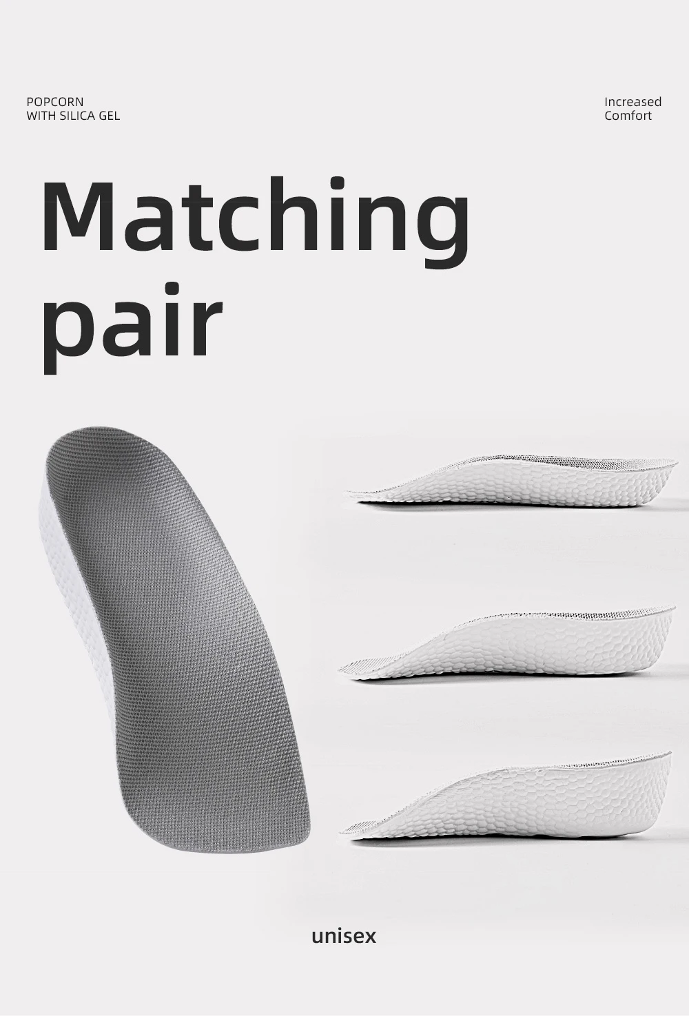 Arch Support Height Increase Insoles Half Pads Orthopedic Breathable Memory Foam 7 Points Lifts Shoe Pads Flat Feet Support