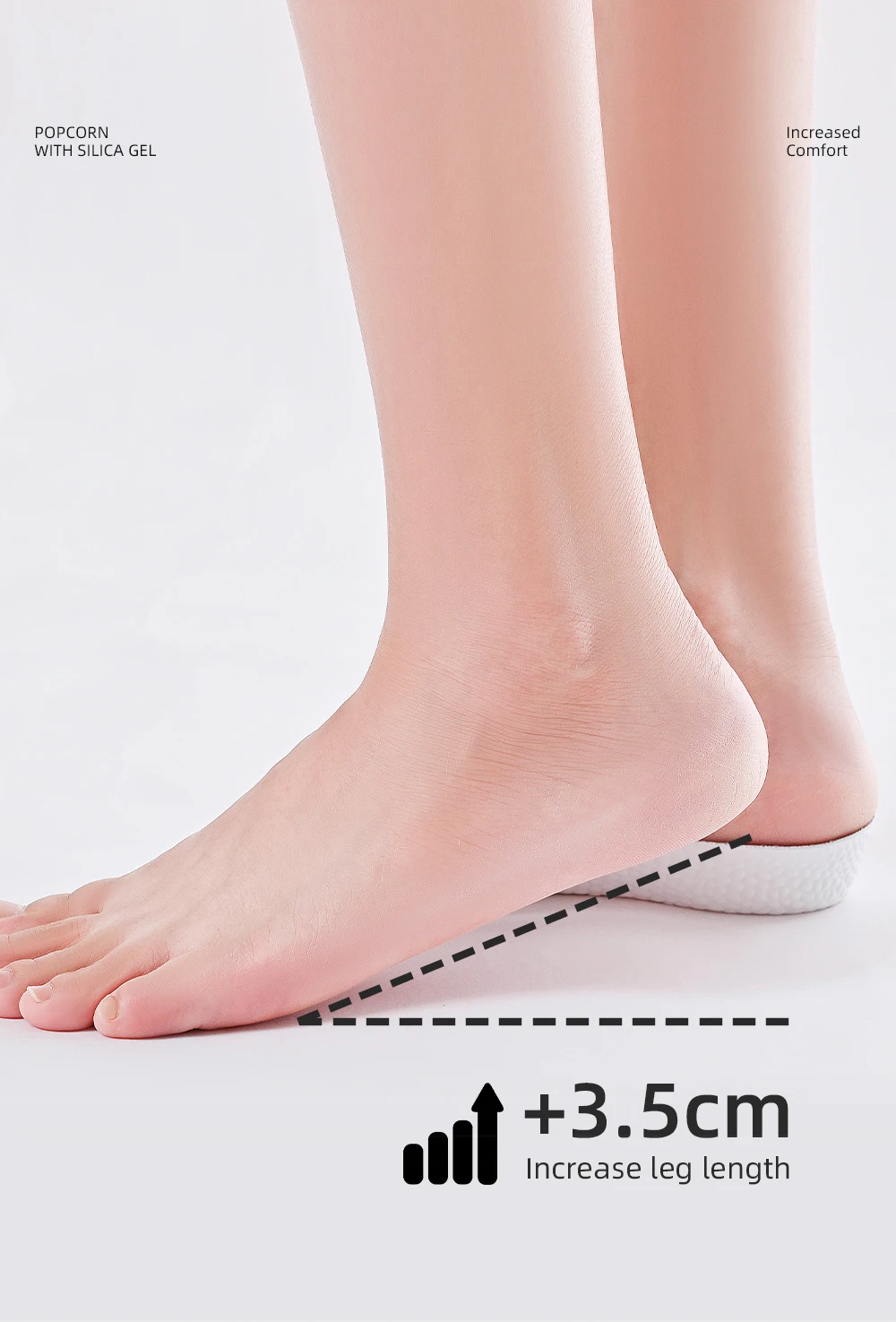 Arch Support Height Increase Insoles Half Pads Orthopedic Breathable Memory Foam 7 Points Lifts Shoe Pads Flat Feet Support