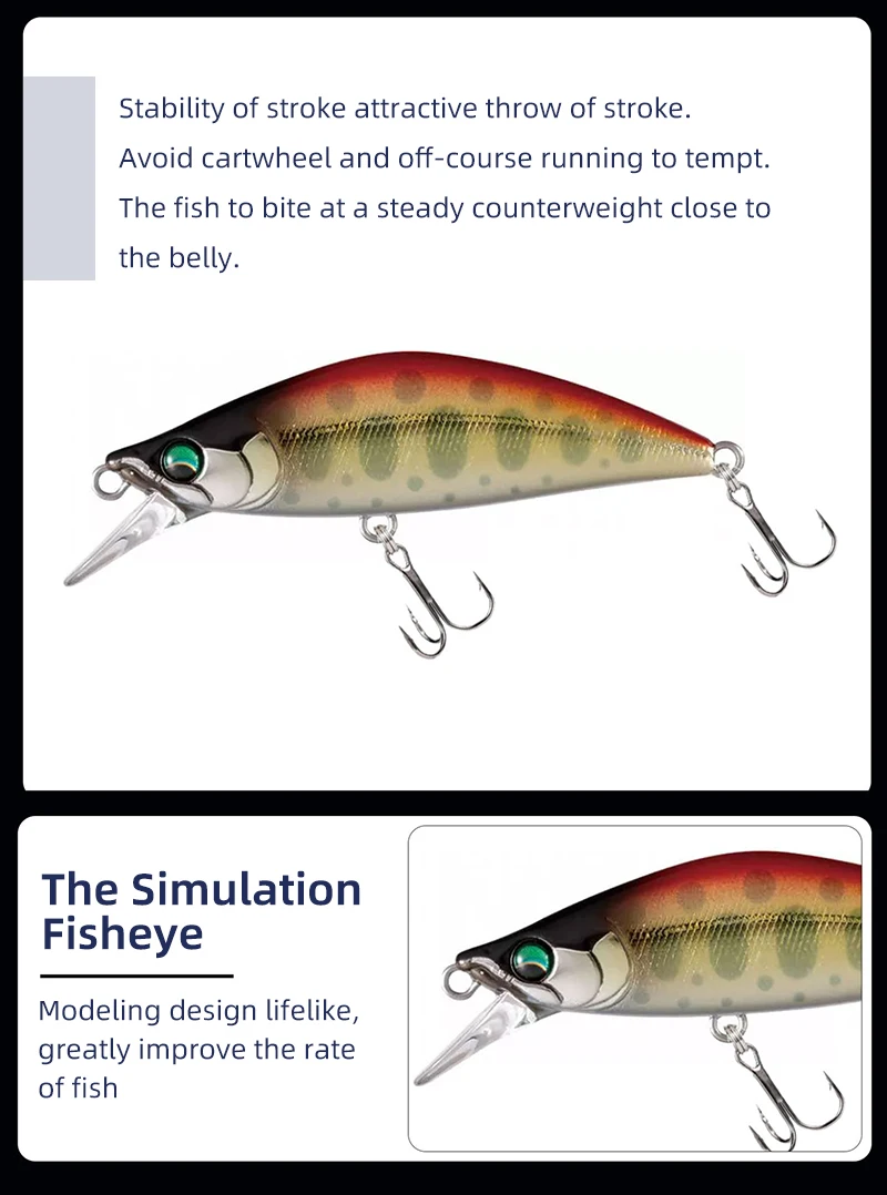 Chinook Sinking Minnowbait Small Trout Minnow Lure 50mm 5.2g Lures for Fishing SwimBait Rap Pike Bass Lurebait