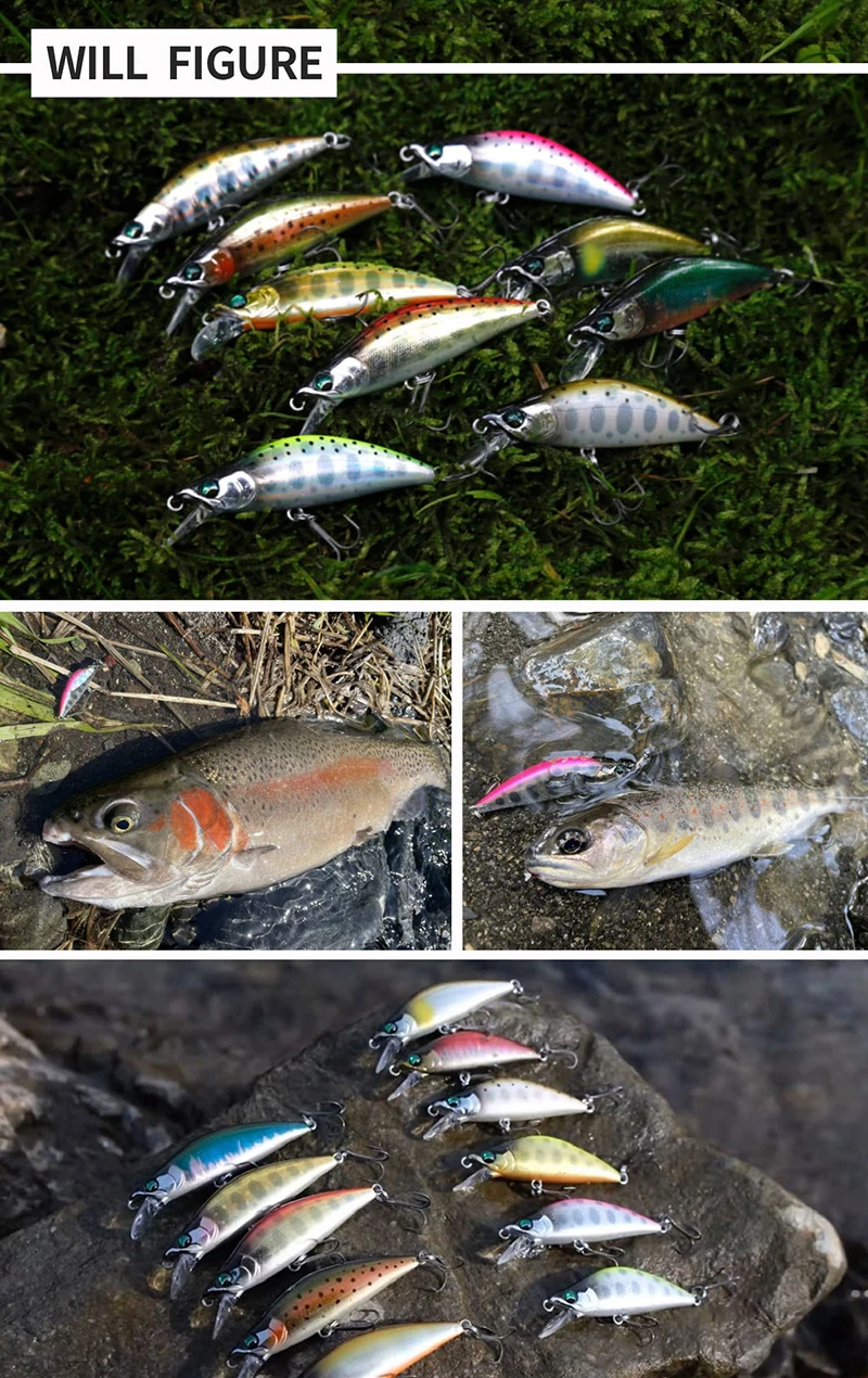 Chinook Sinking Minnowbait Small Trout Minnow Lure 50mm 5.2g Lures for Fishing SwimBait Rap Pike Bass Lurebait