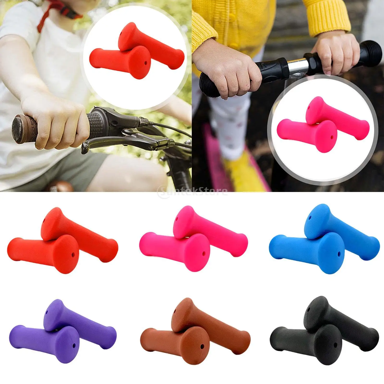 Bike Handle Grips Kids Bicycle Handlebar Grips Anti Skid, Lightweight ,Rubber Bike Grips for Girls and Boys Children Bikes  Bi