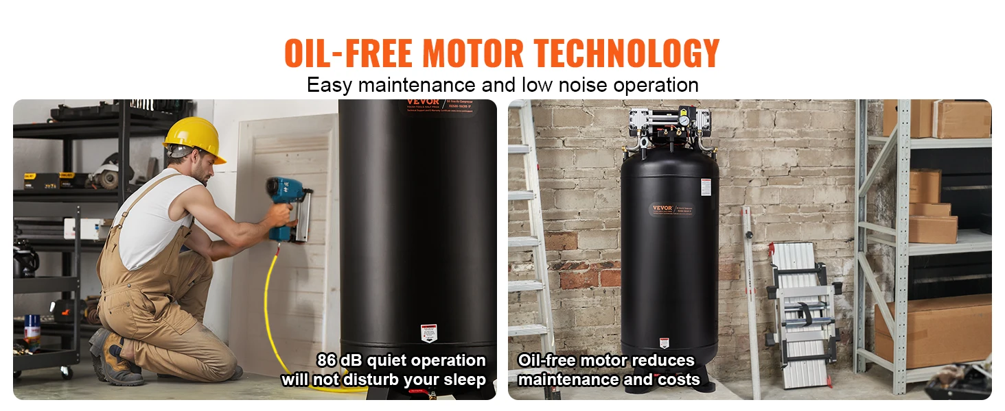 SucceBuy 80 Gallon Air Compressor 6.5HP 145PSI Oil Free Air Compressor Ultra Quiet Compressor for Industrial Sites Auto Repair