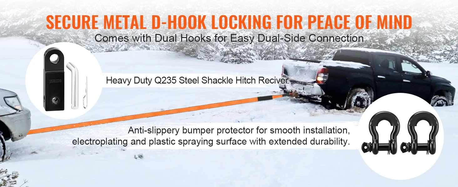 SucceBuy Off-Road Winch Recovery Kit with 30000Lbs Tow Straps & D-Ring Shackles Snatch Block Storage Bag for ATV Jeep Truck
