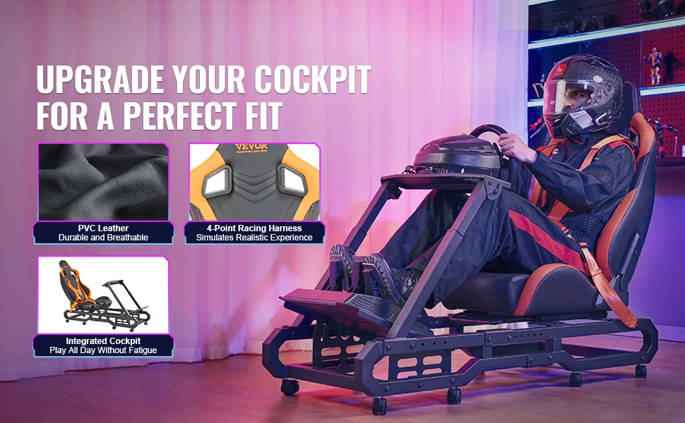 VEVOR Racing Wheel Stand For Logitech G923/G920/G29 Heavy Duty Steel Driving Simulator Cockpit-Thrustmaster T248P Load 330 LBS