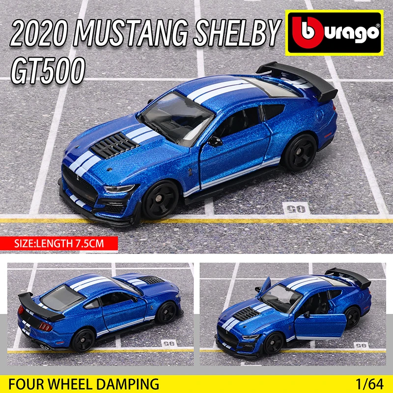 Bburago 1:64 GOLF GT 2017 2020 mustang shelby gt500 Car Model Collection Xmas Gift Toys for Boys Ferrari Benz Volkswagen