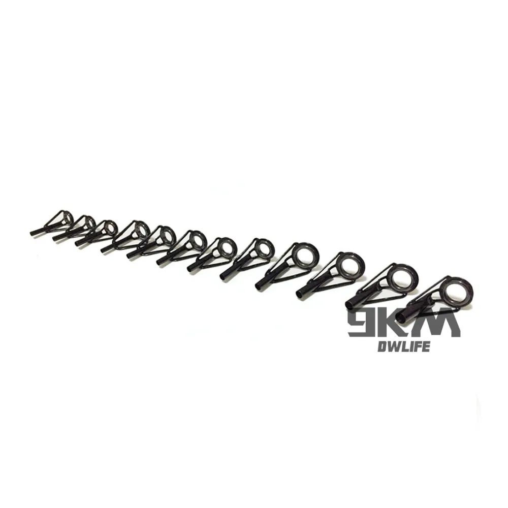 5Pcs Fishing Rod Tip Guides Repair Kit Stainless Steel Frames Ceramics Rings Black Rod Building Guide Eye Building Repair 6#~16#