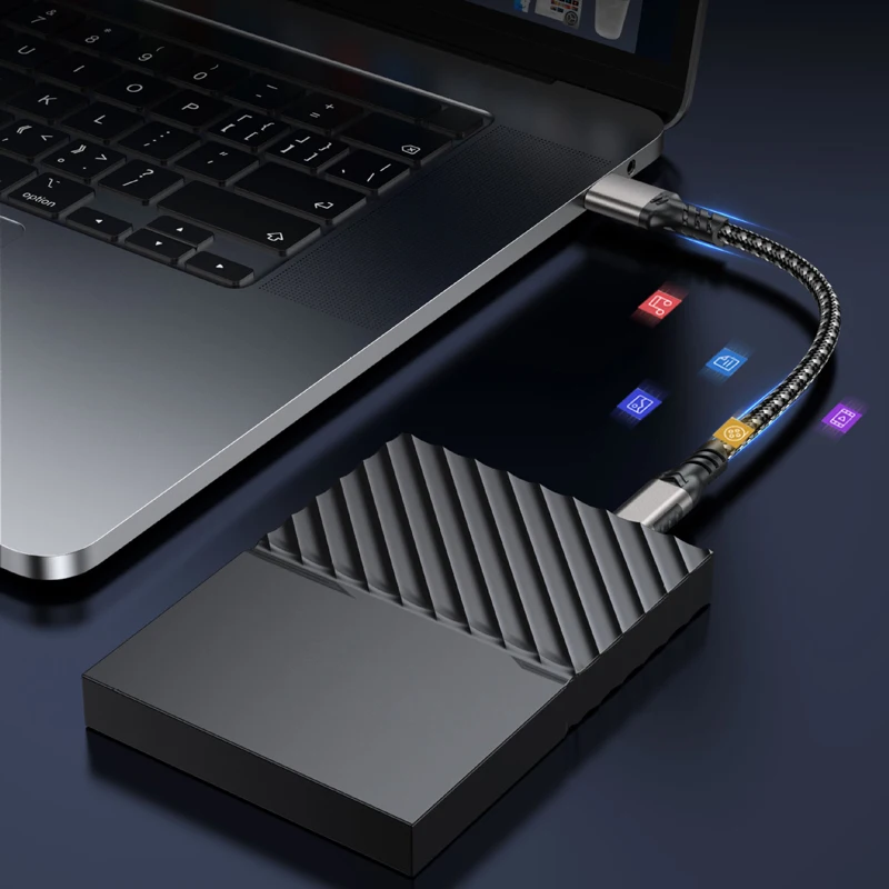 USB3.2 10Gbps USB Type C Cable USB A to C 3A 60W QC3.0 Fast Charging for Samsung NVMe Hard Disk External Android Data Braid 2M