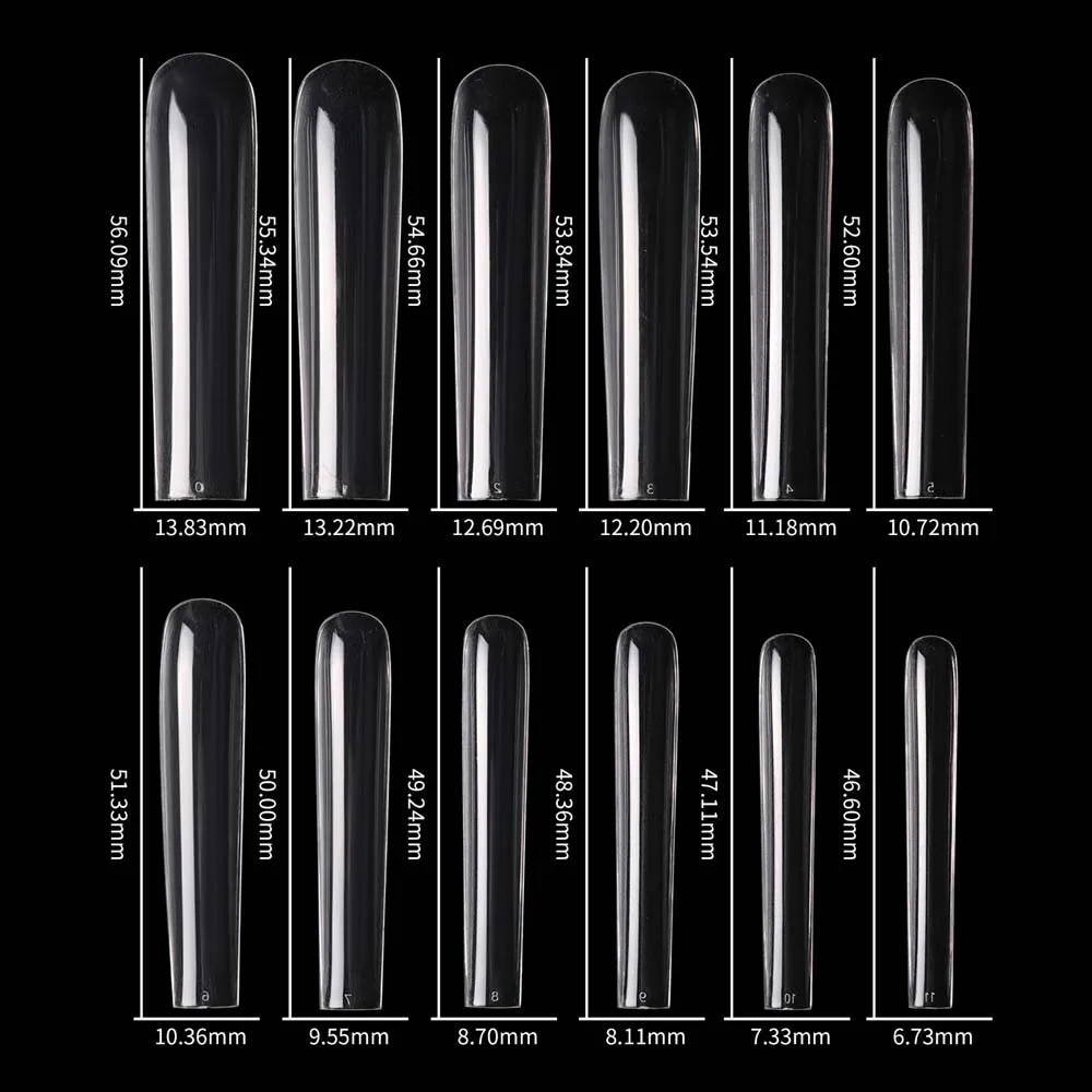 120pcs 3XL Square Straight Extra Long Full Cover False Nail Artificial Acrylic False Nail Tips Clear Press On Nail Manicure Tool