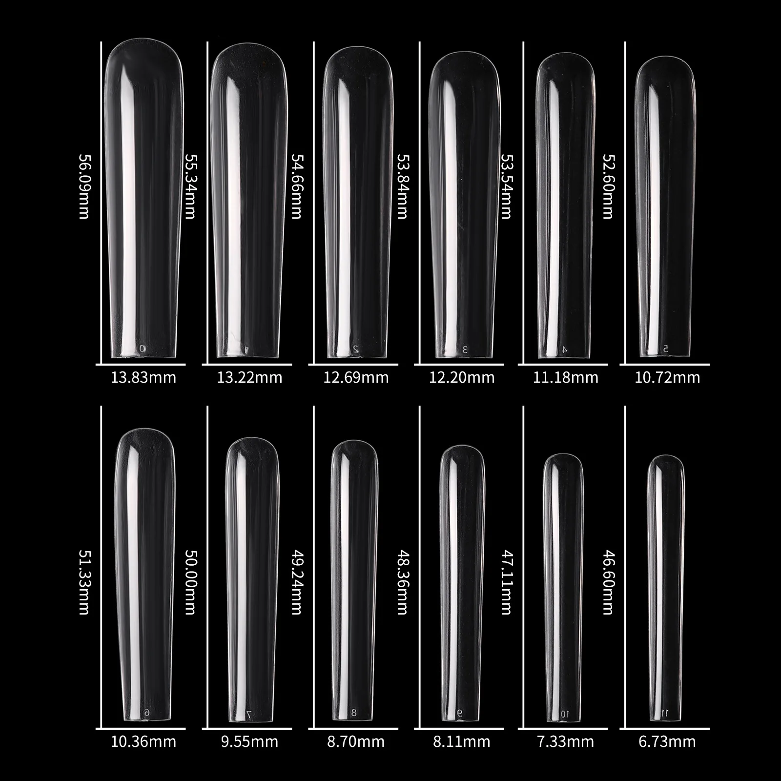 120pcs 3XL Square Straight Extra Long Full Cover False Nail Artificial Acrylic False Nail Tips Clear Press On Nail Manicure Tool