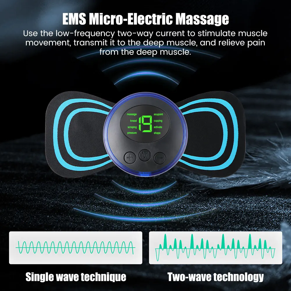 EMS Cervical Spine Massager Mini Electric Neck Massager Tens Low Pulse Neck Back Body Muscle Stimulator Arm Leg Relaxation Pads