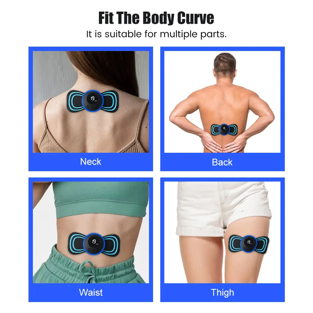 EMS Cervical Spine Massager Mini Electric Neck Massager Tens Low Pulse Neck Back Body Muscle Stimulator Arm Leg Relaxation Pads