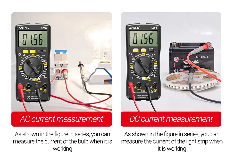 ANENG SZ08 Professional Digital Multimeter Ultra-thin Storage Meter Auto Voltmeter AC DC 220V Resistance Handhold Testers