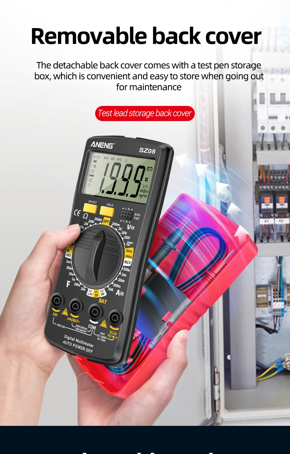 ANENG SZ08 Professional Digital Multimeter Ultra-thin Storage Meter Auto Voltmeter AC DC 220V Resistance Handhold Testers