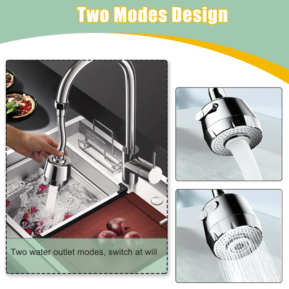 2/3 Modes Universal Kitchen Faucet Adapter 360 Rotation Faucet Filter Extenders Kitchen Gadgets Spray Water Saving Tap Nozzle