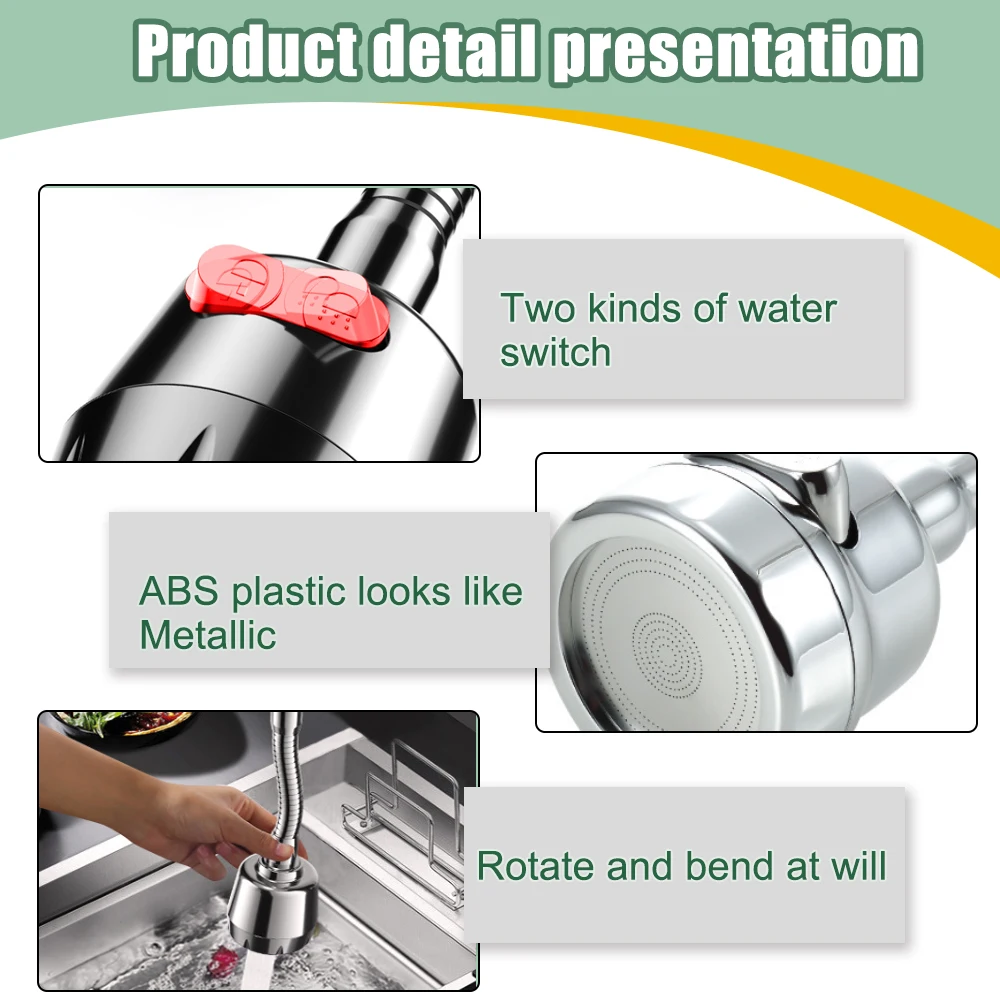 2/3 Modes Universal Kitchen Faucet Adapter 360 Rotation Faucet Filter Extenders Kitchen Gadgets Spray Water Saving Tap Nozzle