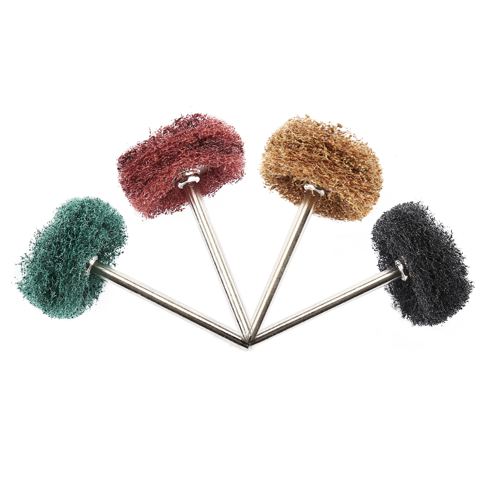 40pcs Mini Drill Abrasive Brush Nylon Buffing Polishing Wheel Sanding Head 3mm Shank 180-400Grit Buffs Rotating Tool Accessories