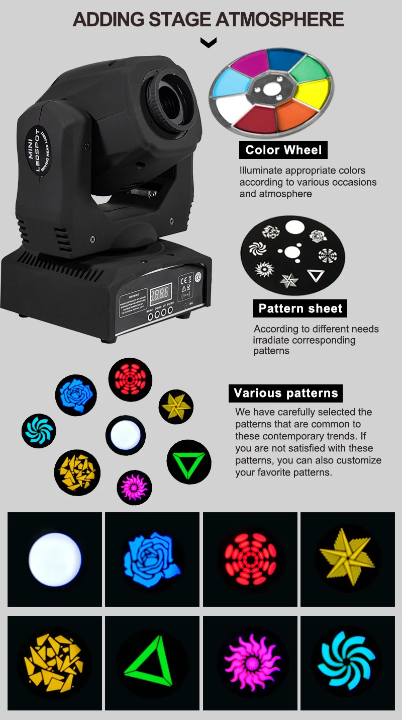 Good Technology LED 60W Moving Head Lighting For DMX512 Stage Effect DJ Festivals Disco Home Entertainments