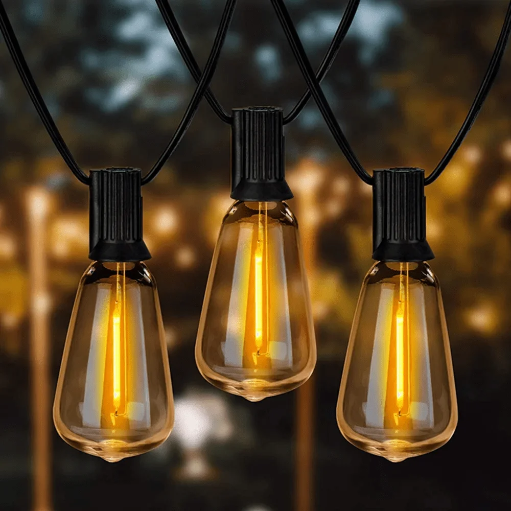 150FT 60 Bulb Outdoor String Lights Hanging Patio LED Bulbs Halloween Outside Lighting Patio Backyard Porch Holiday Party Decor