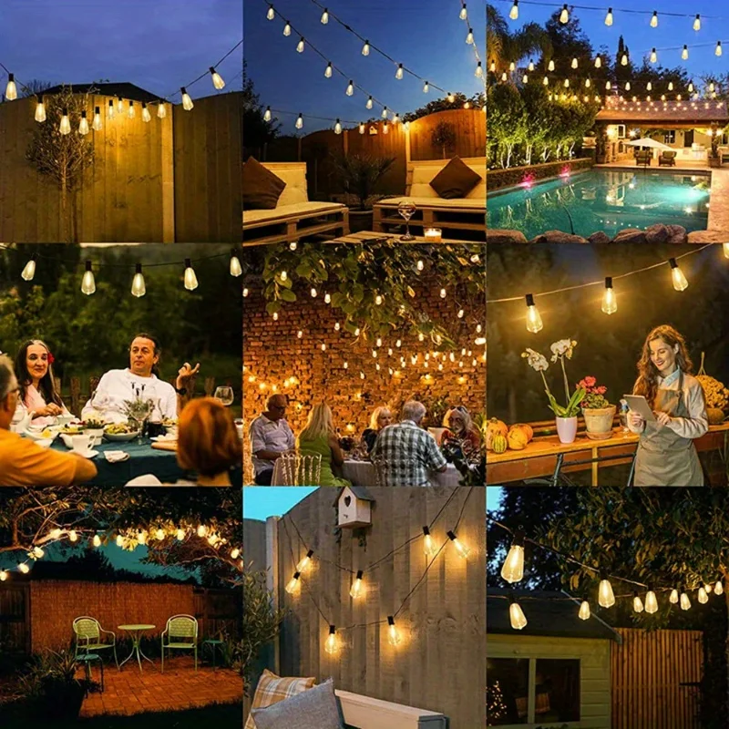 150FT 60 Bulb Outdoor String Lights Hanging Patio LED Bulbs Halloween Outside Lighting Patio Backyard Porch Holiday Party Decor