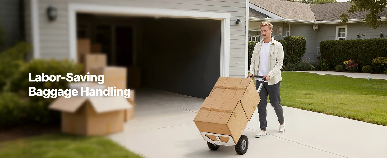 SucceBuy 500LBS Hand Truck Dolly with Non-Slip Wheels & Tie-down Strap Aluminum Alloy Portable Trolley for Moving Home Warehouse