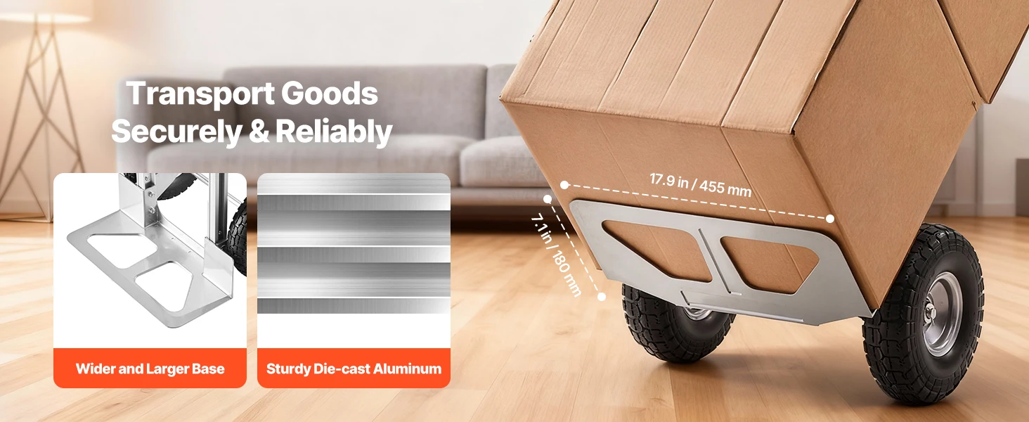 SucceBuy 500LBS Hand Truck Dolly with Non-Slip Wheels & Tie-down Strap Aluminum Alloy Portable Trolley for Moving Home Warehouse