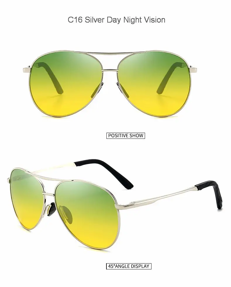 Aviation Metail Frame Polarized Sunglasses Men Color Changing Sun Glasses Pilot Male Day Night Vision Driving