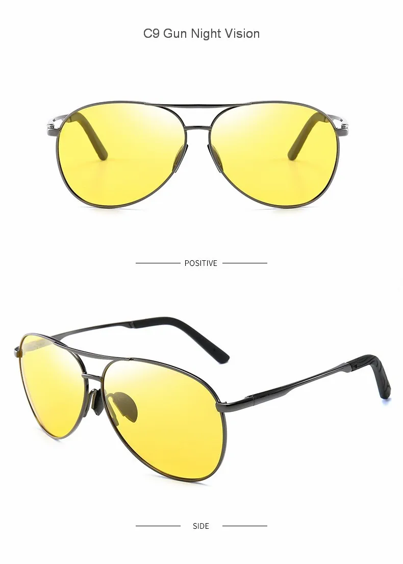 Aviation Metail Frame Polarized Sunglasses Men Color Changing Sun Glasses Pilot Male Day Night Vision Driving