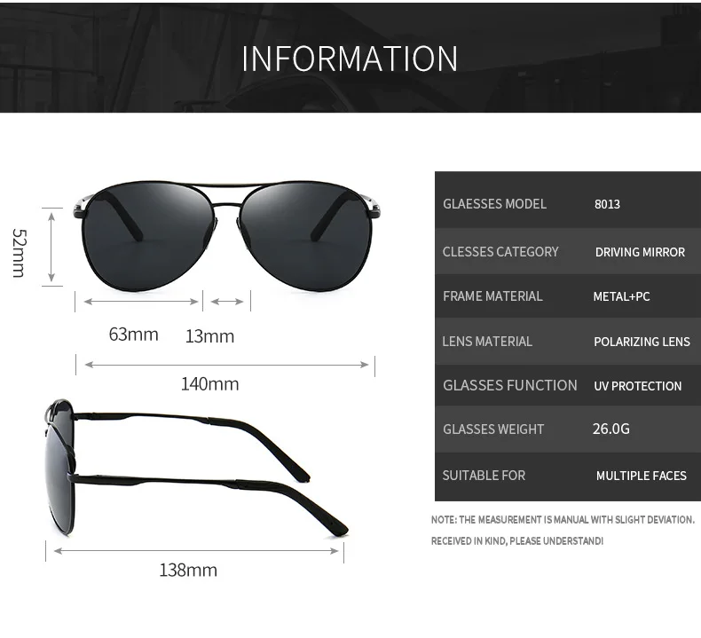 Aviation Metail Frame Polarized Sunglasses Men Color Changing Sun Glasses Pilot Male Day Night Vision Driving