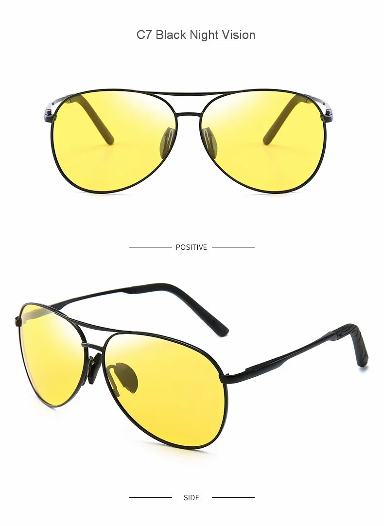 Aviation Metail Frame Polarized Sunglasses Men Color Changing Sun Glasses Pilot Male Day Night Vision Driving