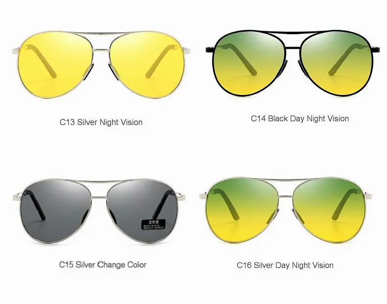 Aviation Metail Frame Polarized Sunglasses Men Color Changing Sun Glasses Pilot Male Day Night Vision Driving